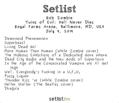 Aug 25, 2023. . Rob zombie setlist august 2023